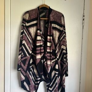 Lucky Brand Black, Cream and Purple Geometric Cardigan Size Medium